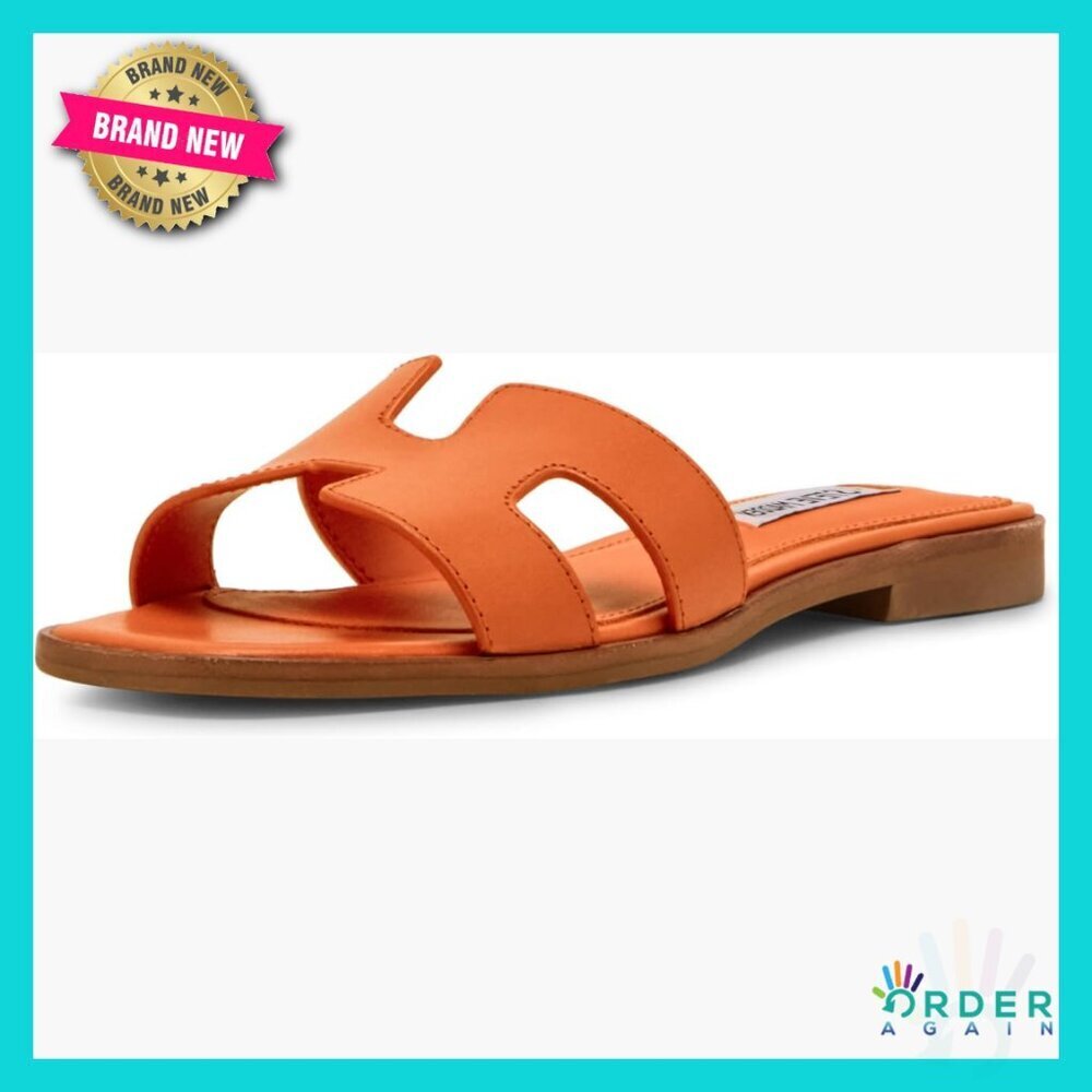 Leather Flat Sandals Chic Geometric Design Slide Casual Outdoor Wear